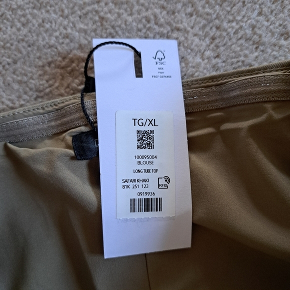 Dynamite Tube Top Gathered Women's Size XL Tan Khaki Twill Fitted NWT - Picture 6 of 12